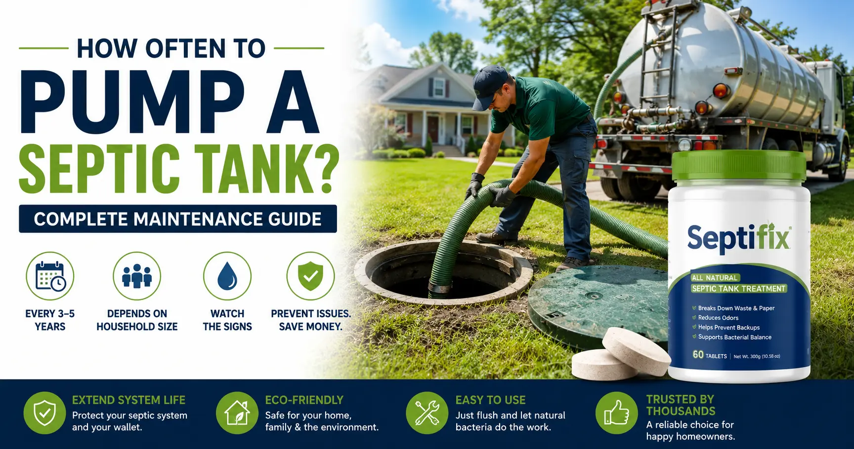 Septic tank pumping truck performing septic tank cleaning service